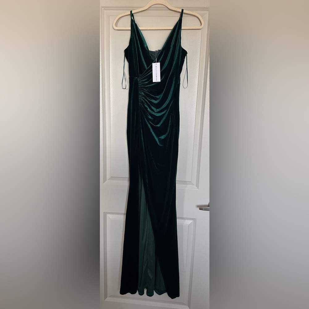 NWT! Baltic Born Delancey Velvet Maxi Gown Dark Green Size Small
